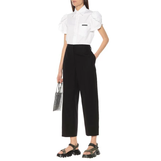 Prada High-rise Wide-leg Cotton Pants 3 Prada High-rise Wide-leg Cotton Pants