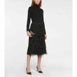 Prada Feather-embellished Midi Skirt