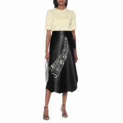 Prada Sequined Leather Wrap Midi Skirt