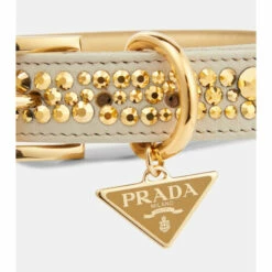 Prada Embellished Suede Dog Collar
