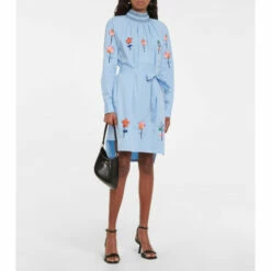 Prada Embroidered Cotton-poplin Minidress