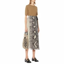 Prada Snake-effect Silk Wrap Midi Skirt