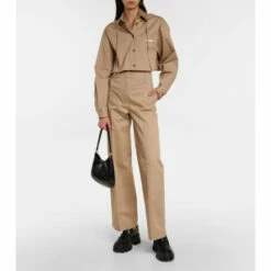 Prada High-rise Cotton-blend Pants