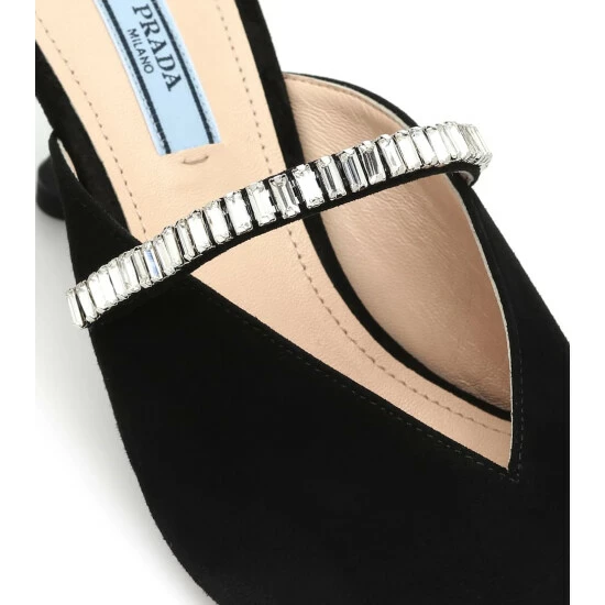 Prada Crystal-embellished Suede Mules 7 Prada Crystal-embellished Suede Mules - Image 5