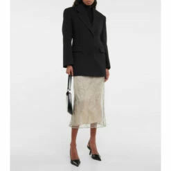 Prada Wool And Mesh Midi Skirt