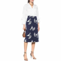 Prada Printed High-rise Cotton Midi Skirt