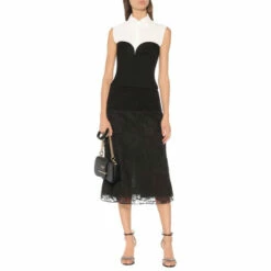 Prada Lace Silk Midi Skirt