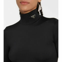 Prada Logo Jersey High-neck Top -Cheap Prada Store unnamed file 4929
