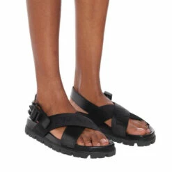 Prada Crossover Leather And Nylon Sandals -Cheap Prada Store unnamed file 5003