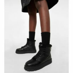 Prada Shearling-trimmed Leather Ankle Boots -Cheap Prada Store unnamed file 5025