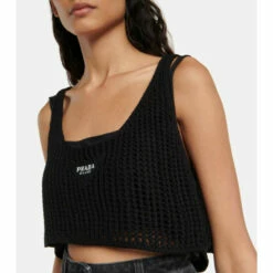 Prada Intarsia-logo Crochet Cotton Crop Top -Cheap Prada Store unnamed file 5044