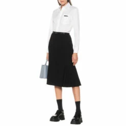 Prada Belted Nylon Midi Skirt