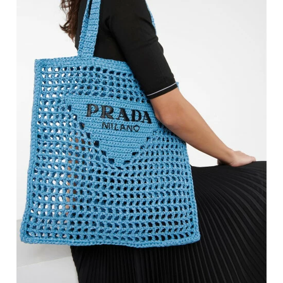 Prada Logo Raffia-effect Shopper 3 Prada Logo Raffia-effect Shopper
