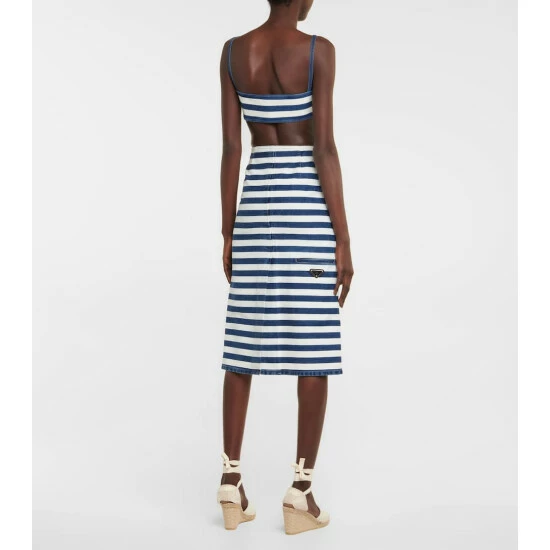 Prada Striped Denim Midi Skirt 4 Prada Striped Denim Midi Skirt - Image 2