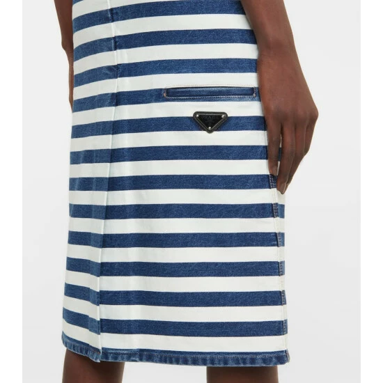 Prada Striped Denim Midi Skirt 6 Prada Striped Denim Midi Skirt - Image 4