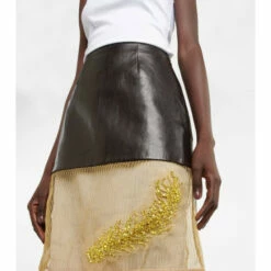Prada Patchwork Leather And Mesh Midi Skirt -Cheap Prada Store unnamed file 5096