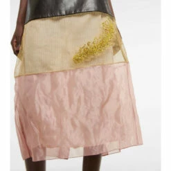 Prada Patchwork Leather And Mesh Midi Skirt -Cheap Prada Store unnamed file 5097