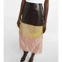 Prada Patchwork Leather And Mesh Midi Skirt -Cheap Prada Store unnamed file 5098
