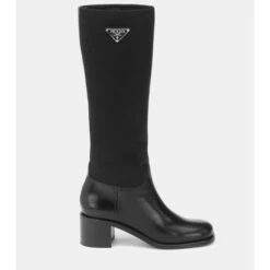 Prada Nylon And Leather Knee-high Boots -Cheap Prada Store unnamed file 5130