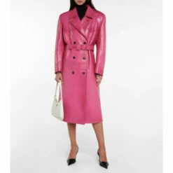 Prada Double-breasted Leather Coat