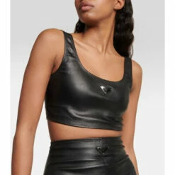 Prada Sleeveless Leather Crop Top -Cheap Prada Store unnamed file 63