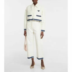 Prada High-rise Cropped Wide-leg Jeans