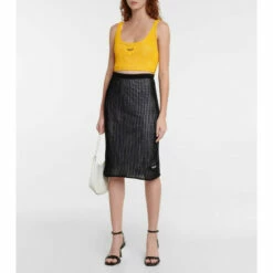 Prada Open-knit Cotton Midi Skirt