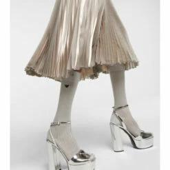 Prada Metallic Ribbed-knit Socks