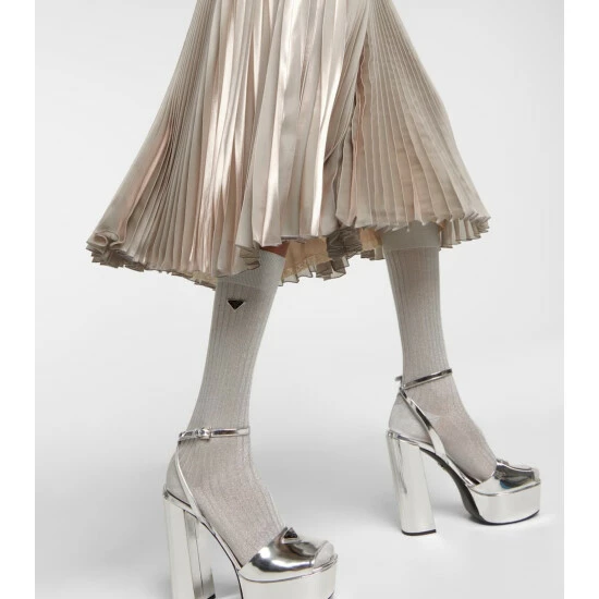 Prada Metallic Ribbed-knit Socks 3 Prada Metallic Ribbed-knit Socks