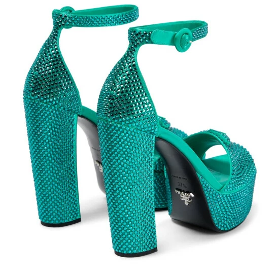 Prada Embellished Satin Platform Sandals 4 Prada Embellished Satin Platform Sandals - Image 2