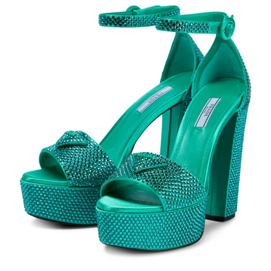 Prada Embellished Satin Platform Sandals 6 Prada Embellished Satin Platform Sandals - Image 4