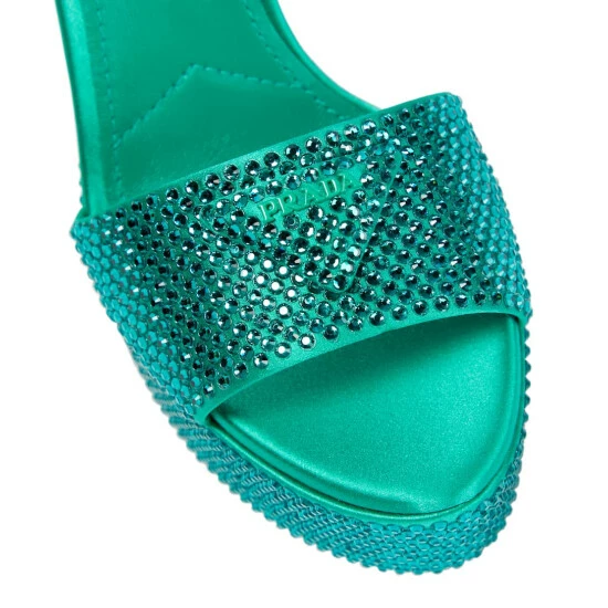 Prada Embellished Satin Platform Sandals 7 Prada Embellished Satin Platform Sandals - Image 5
