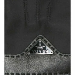 Prada Logo Leather And Nylon Gloves